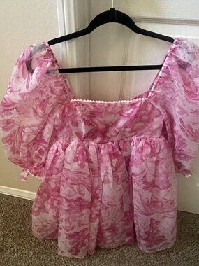 Selkie Toile Lace Puff Dress